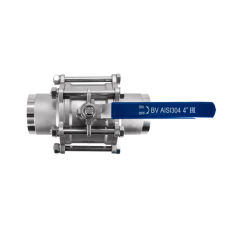 Кран шаровый приварной трехсоставной нержавеющий (3PC), AISI304 DN 100 (4"), (CF8), PN16